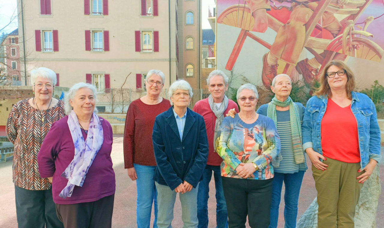 Josiane Ruhier, Laurette Farhny, Denise Zbinden (Chaux-de-Fonds), Françoise Holzer, Yvan Siggen (Neuchâtel), Christiane Robert, Françoise Devillaz, Sabrina Salupo. (Procap Suisse)