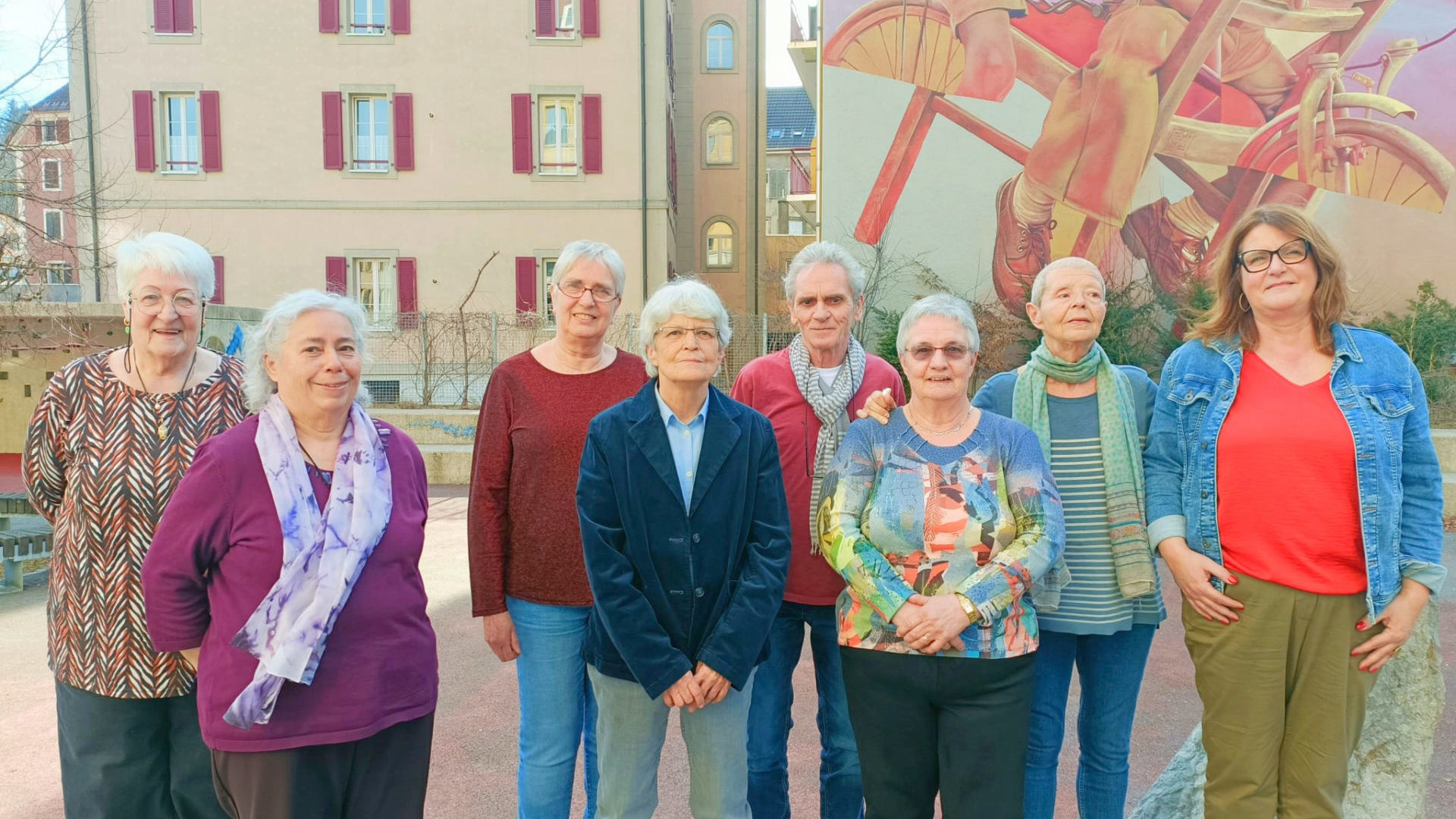 Josiane Ruhier, Laurette Farhny, Denise Zbinden (Chaux-de-Fonds), Françoise Holzer, Yvan Siggen (Neuchâtel), Christiane Robert, Françoise Devillaz, Sabrina Salupo. (Procap Suisse)