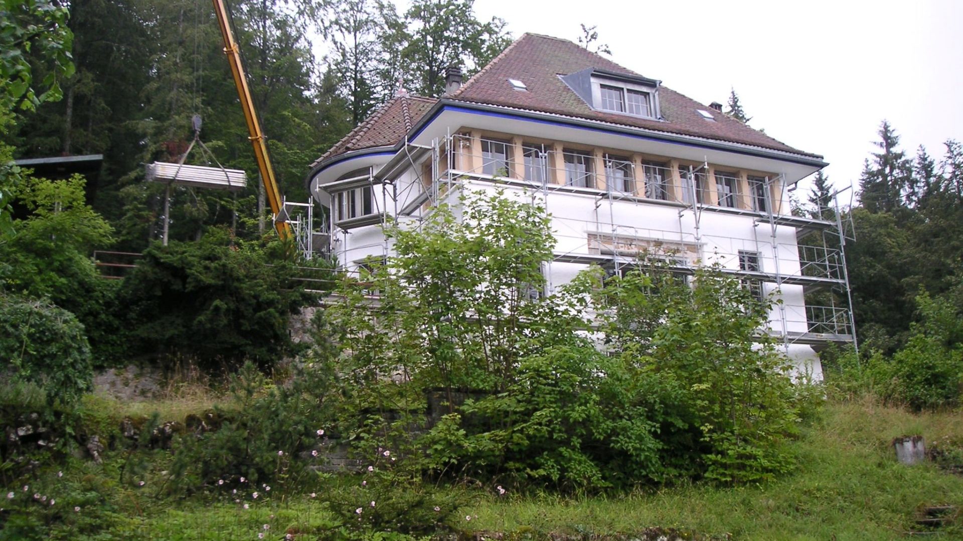 La Maison blanche, entourée d'échafaudages lors de sa restauration.